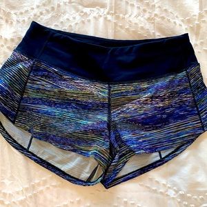 Beautiful Blue Patterned Lululemon Speed short 4 way stretch.